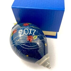 Pier 1 Li Bien Glass Christmas Ornament 2017 Hand-Painted Reindeer W/ Box